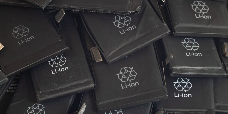 Nahaufnahme ausgedienter Lithium-Batterien von Smartphones im Vorbereitungsprozess fürs Recycling (Foto: Andrey Deryabin (iStock))