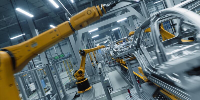 Fabrik der Zukunft: KI-gesteuerte Roboterarme montieren selbstständig Fahrzeugrahmen für nächste Generation von Elektroautos (Foto: gorodenkoff (iStock))
